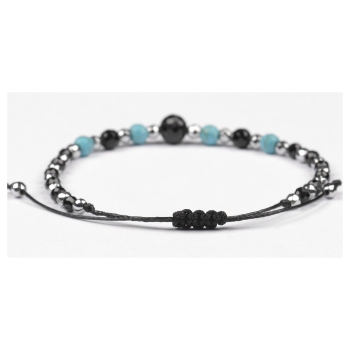 Bransoletka celebrytka czarny TURMALIN TURKUS HEMATYT ochrona i szczęście